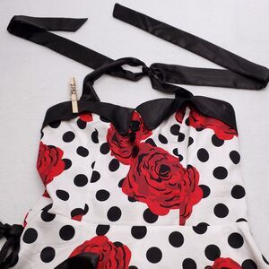 Dressy Star Sleeveless Casual Dress Womens Size Small S White Black Red Roses